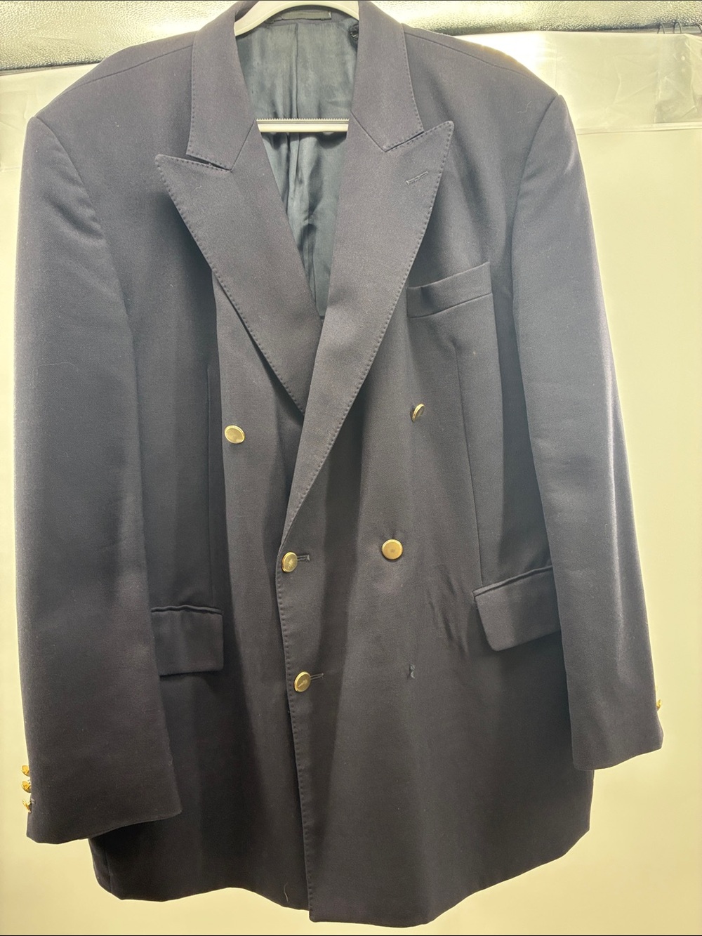 Double-Breasted Navy Peacoat with Gold Buttons